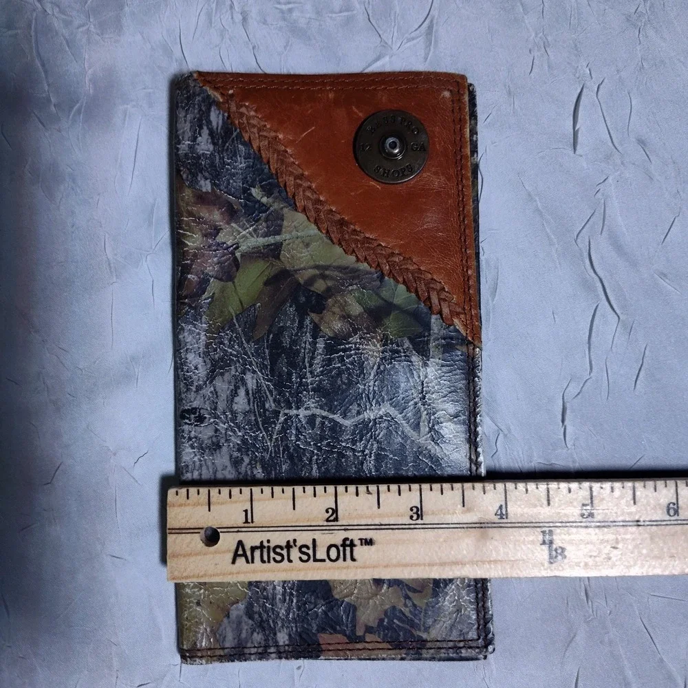 3D Camo Rodeo Wallet Mens Camo Leather Shotgun Shell Western Whip Stitch